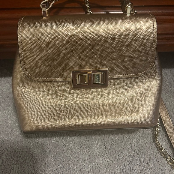 Kate Spade Top Handle Mini Satchel Metallic Leather Crossbody Bag New - Picture 7 of 7